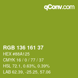 Color code: RGB 136 161 37 | qconv.com
