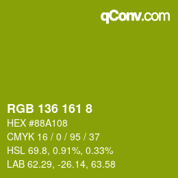 颜色代码: RGB 136 161 8 | qconv.com