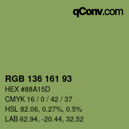 Farbcode: RGB 136 161 93 | qconv.com