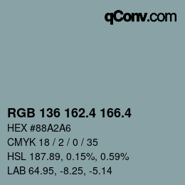 カラーコード: RGB 136 162.4 166.4 | qconv.com