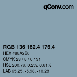 カラーコード: RGB 136 162.4 176.4 | qconv.com