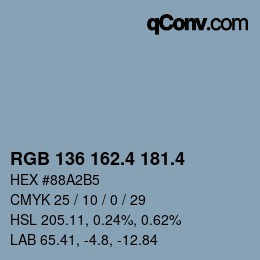 カラーコード: RGB 136 162.4 181.4 | qconv.com