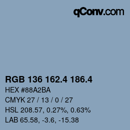 カラーコード: RGB 136 162.4 186.4 | qconv.com