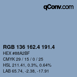 カラーコード: RGB 136 162.4 191.4 | qconv.com