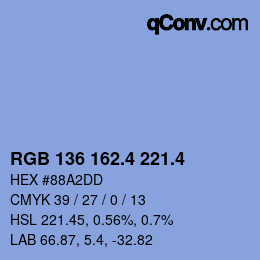 カラーコード: RGB 136 162.4 221.4 | qconv.com