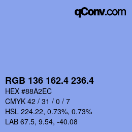 カラーコード: RGB 136 162.4 236.4 | qconv.com
