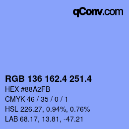 カラーコード: RGB 136 162.4 251.4 | qconv.com