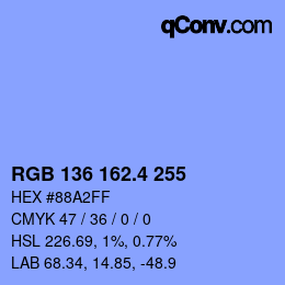 カラーコード: RGB 136 162.4 255 | qconv.com