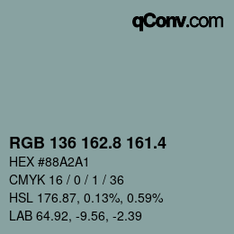カラーコード: RGB 136 162.8 161.4 | qconv.com