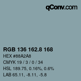 カラーコード: RGB 136 162.8 168 | qconv.com