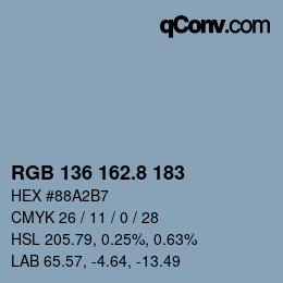 カラーコード: RGB 136 162.8 183 | qconv.com