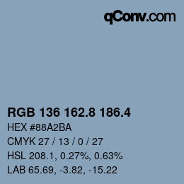カラーコード: RGB 136 162.8 186.4 | qconv.com