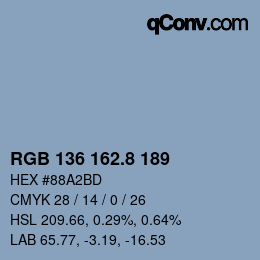 カラーコード: RGB 136 162.8 189 | qconv.com