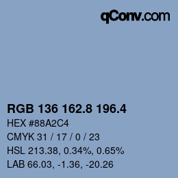 カラーコード: RGB 136 162.8 196.4 | qconv.com