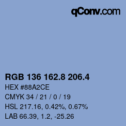 カラーコード: RGB 136 162.8 206.4 | qconv.com