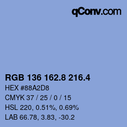 カラーコード: RGB 136 162.8 216.4 | qconv.com