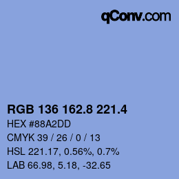 カラーコード: RGB 136 162.8 221.4 | qconv.com
