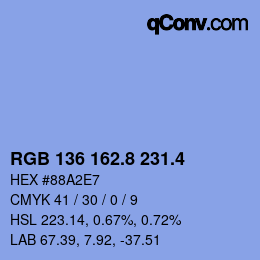 カラーコード: RGB 136 162.8 231.4 | qconv.com