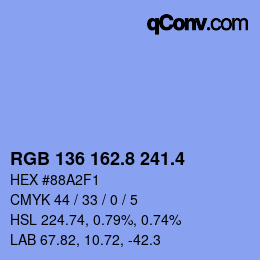 カラーコード: RGB 136 162.8 241.4 | qconv.com