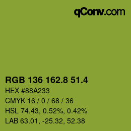 カラーコード: RGB 136 162.8 51.4 | qconv.com