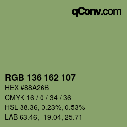 Color code: RGB 136 162 107 | qconv.com