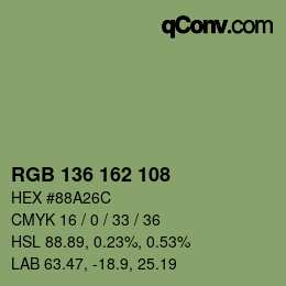 Color code: RGB 136 162 108 | qconv.com