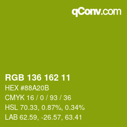 Color code: RGB 136 162 11 | qconv.com