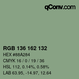 Farbcode: RGB 136 162 132 | qconv.com
