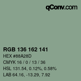 Código de color: RGB 136 162 141 | qconv.com