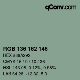 Color code: RGB 136 162 146 | qconv.com