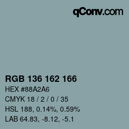 Código de color: RGB 136 162 166 | qconv.com