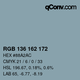 Farbcode: RGB 136 162 172 | qconv.com