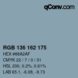 Color code: RGB 136 162 175 | qconv.com
