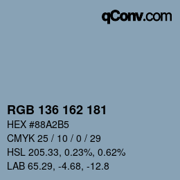 カラーコード: RGB 136 162 181 | qconv.com