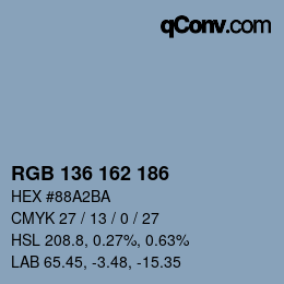 Color code: RGB 136 162 186 | qconv.com