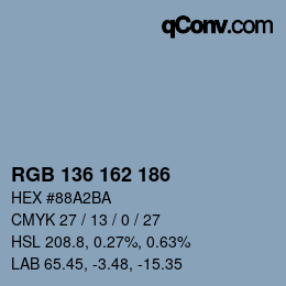 カラーコード: RGB 136 162 186 | qconv.com