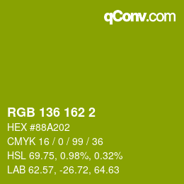 颜色代码: RGB 136 162 2 | qconv.com