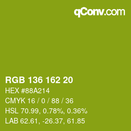 Color code: RGB 136 162 20 | qconv.com