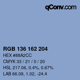 Color code: RGB 136 162 204 | qconv.com