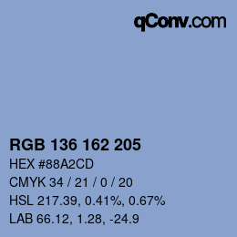 Color code: RGB 136 162 205 | qconv.com
