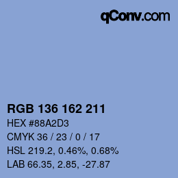 カラーコード: RGB 136 162 211 | qconv.com