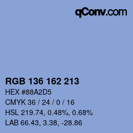 カラーコード: RGB 136 162 213 | qconv.com