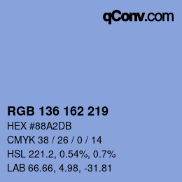 カラーコード: RGB 136 162 219 | qconv.com