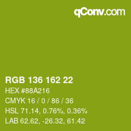 Color code: RGB 136 162 22 | qconv.com