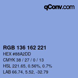 Color code: RGB 136 162 221 | qconv.com