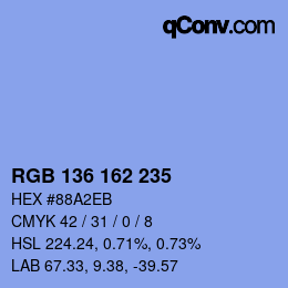 Farbcode: RGB 136 162 235 | qconv.com