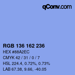 Farbcode: RGB 136 162 236 | qconv.com