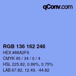 Color code: RGB 136 162 246 | qconv.com