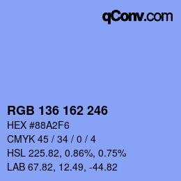 Código de color: RGB 136 162 246 | qconv.com