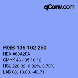 Code couleur: RGB 136 162 250 | qconv.com